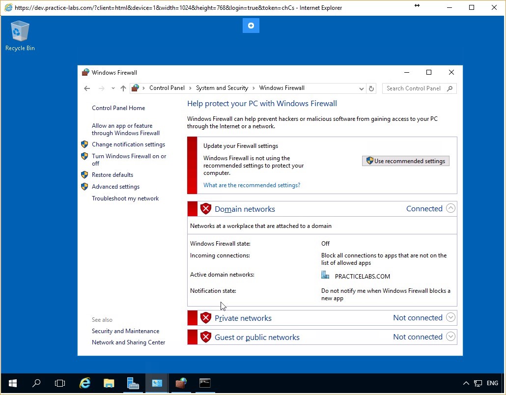 Figure 4.10 Screenshot of the PLABDC01 desktop